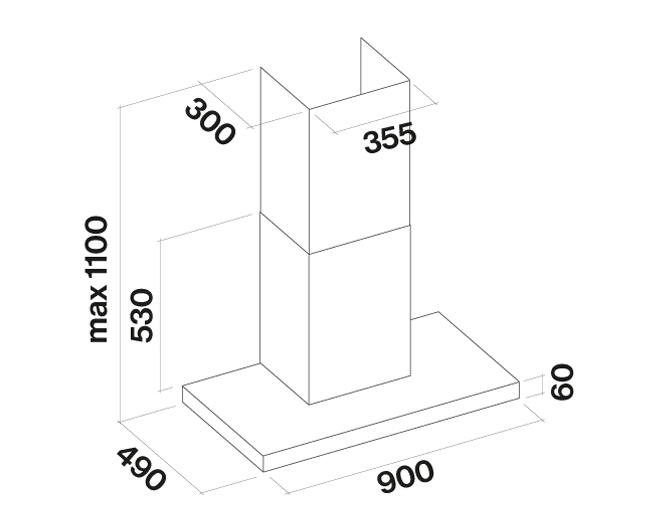 Stillegående Falmec Plane NRS Black 90 cm vegghengt ventilator - Bilde 4